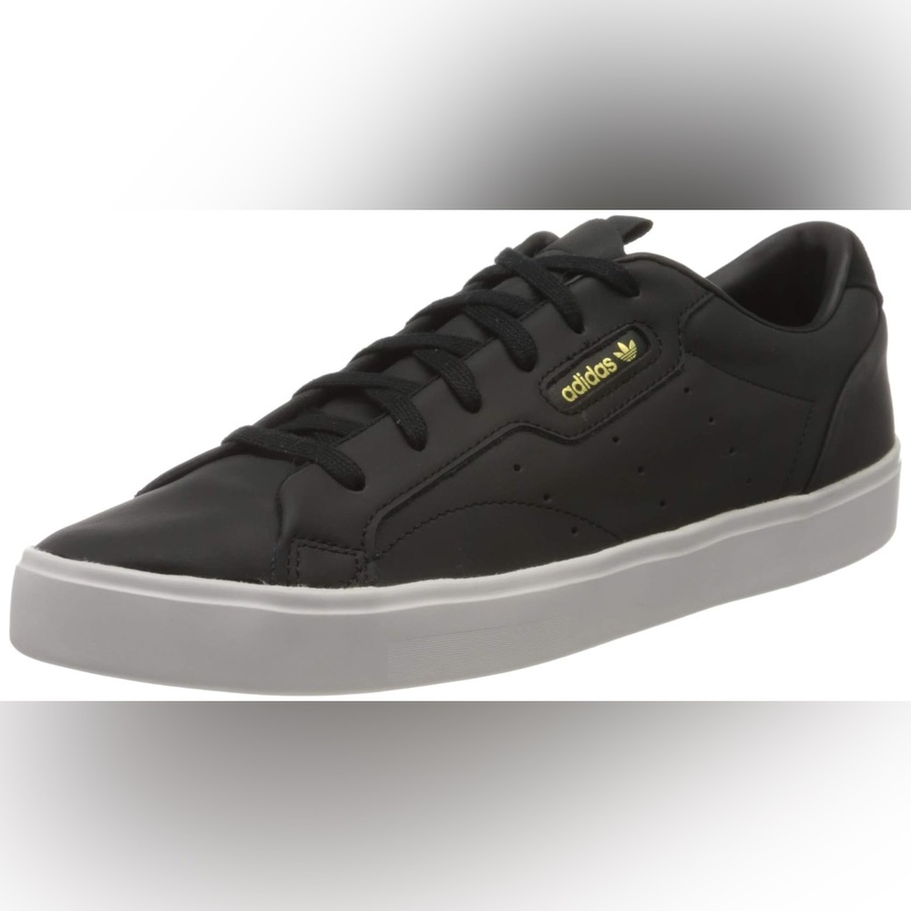Adidas Sleek Black and  Leather Sneakers size 8.5 Everyday Normcore Casual